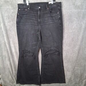 Women's American Eagle Strigid Low Rise Baggy Flare Jeans Size 16 Black NWT